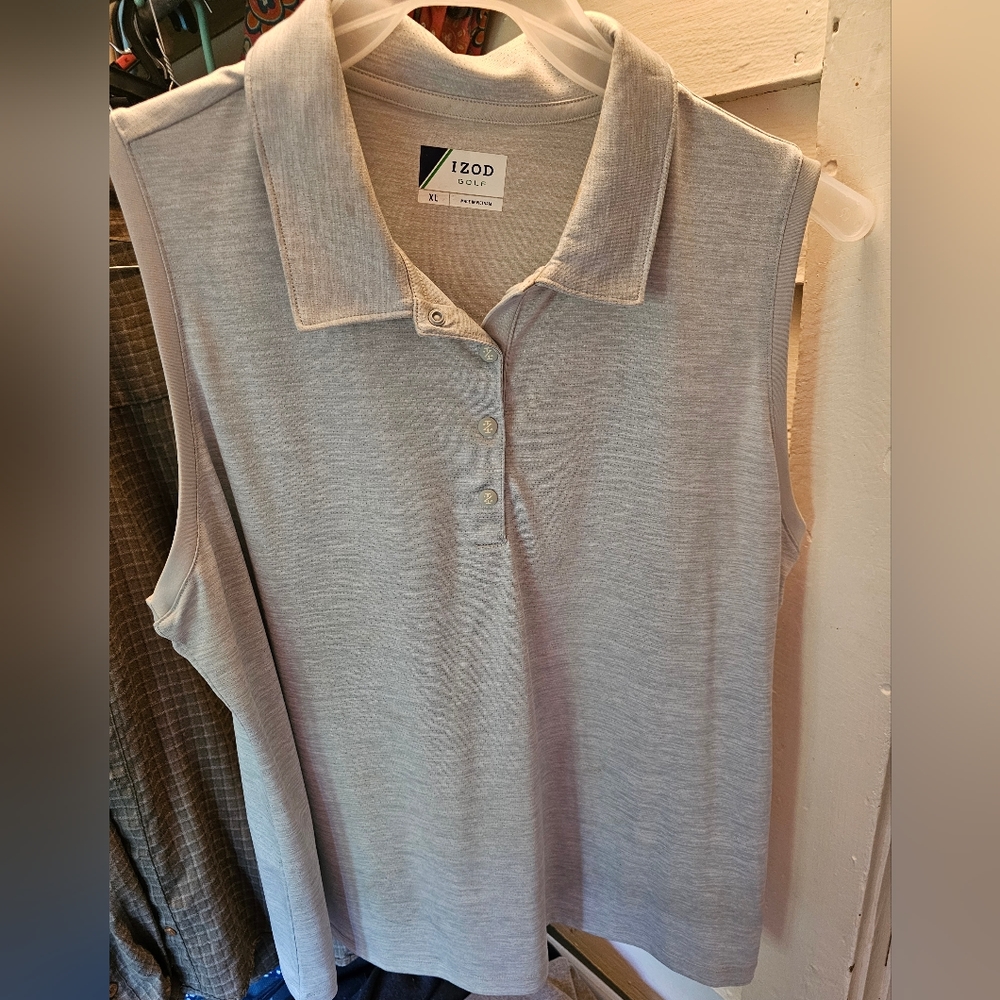 gray izod XL sleeveless golf shirt